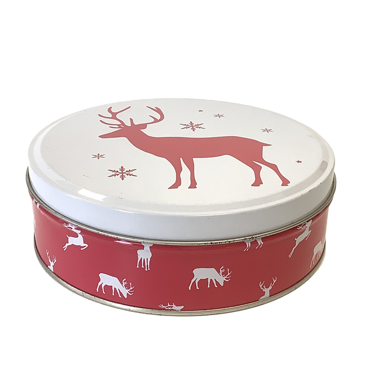 Custom Round Food Storage Metal Cookie Tin Box 